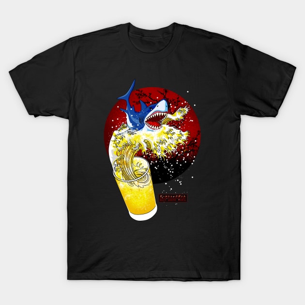 Beer Shark Waves T-Shirt by IVY Art